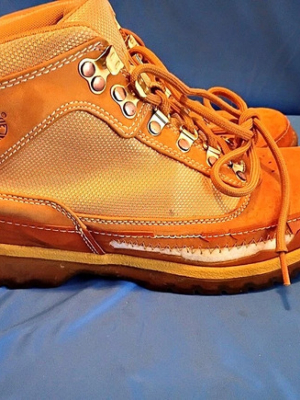 Distressed Timberland Euro Hiker Brown/Beige Leather Hiker Boots Men’s 10.5 M - Picture 3 of 8